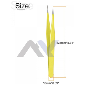 Pince à cils finition sable satiné vente chaude pince à épiler vitesse étoile vente en gros couleur jaune pince à épiler pointue droite en acier inoxydable - Product Image 3