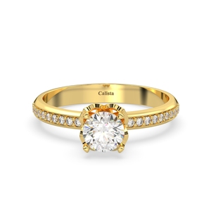 <b>Ring</b> Classic Style 10K Yellow Gold Round Brilliant Cut <b>Cubic</b> <b>Zirconia</b> for Women High Quality Luxury Jewelry Vietnam Manufacturer - Product Image 5