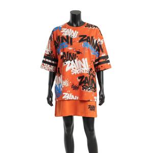 Camiseta Larga de Algodón Grueso para Mujer, de Doble Capa, Estilo Urbano, con Estampado Gráfico, Logotipo Sublimado, Camiseta de Algodón para Mujer - Product Image 1