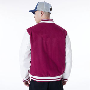Veste universitaire rose choquant surdimensionnée avec fermeture à boutons et poche intérieure pour hommes, veste de baseball de collège, veste bomber - Product Image 2
