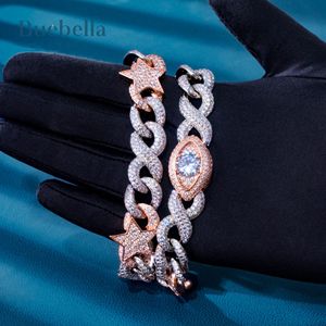 Gran oferta 925 Plata 14K 16mm estrella de dos tonos y ojo de demonio cadena cubana para hombres collares de moissanita Premium - Product Image 4
