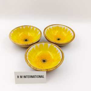 100% naturel écologique de haute qualité manguier bois émail imprimé artisanal cuillère bol ensemble pour cadeaux d'affaires fêtes spéciales - Product Image 1