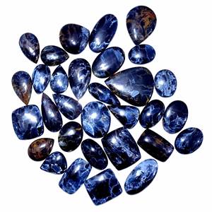 พลอยพีเทอร์ไซต์สีน้ำเงินธรรมชาติ พลอยพีเทอร์ไซต์ทรงหลังเบี้ยสีน้ำเงินสวยงาม พลอยพีเทอร์ไซต์ทรงหลังเบี้ยสำหรับทำเครื่องประดับ - Product Image 1