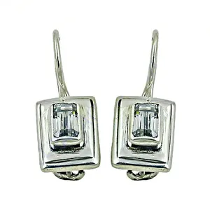 Elegantes Pendientes Cuadrados de Plata para Mujer con Diamantes de Corte Princesa y Esmeralda, Joyería Moderna para Regalo de Compromiso - Product Image 2