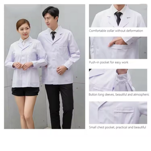 เสื้อโค้ทแลปแขนสั้นสำหรับผู้ชายและผู้หญิงเครื่องแบบโรงพยาบาลปรับแต่งได้ - Product Image 2