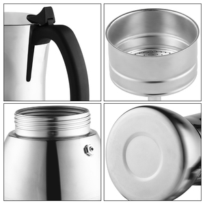 หม้อโมก้าพอทสแตนเลส 304 คุณภาพสูง 4 ถ้วย ใช้กับเตาแม่เหล็กไฟฟ้าได้ เครื่องชงกาแฟเอสเพรสโซแบบอิตาเลียน รับทำโลโก้เป็นของขวัญ - Product Image 4