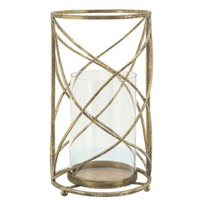 Porte-bougie cylindrique de luxe au design unique Royal Touch, en verre transparent avec finition métallique plaquée, pour la décoration de Noël à la maison - Product Image 1