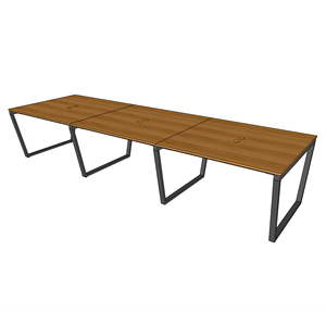 โต๊ะกลุ่ม 6 ชิ้น รุ่น BFTB013-TrapezBamboo ขนาด 360x120 ซม. พร้อมขาเหล็กประกอบสำเร็จสำหรับร้านอาหาร - Product Image 6