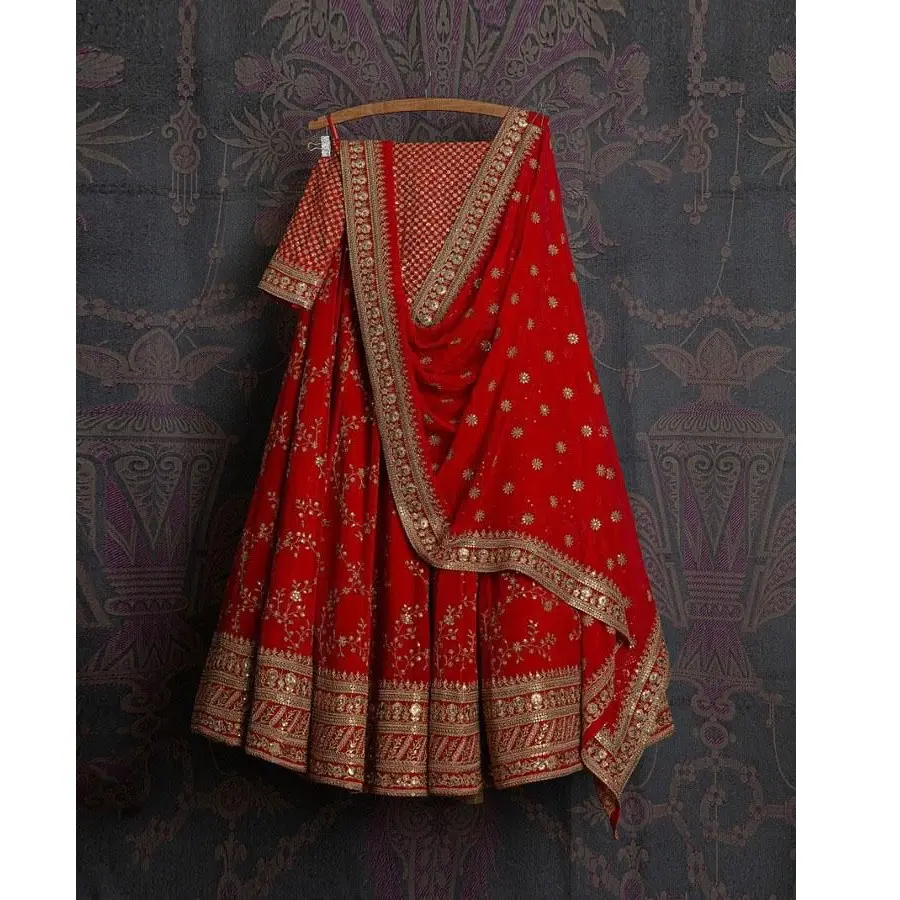 Свадебная одежда премиум-качества, цветущий креп-Жоржет, Лехенга Холи с последовательной вышивкой, оптовый продавец из сурата, Индия