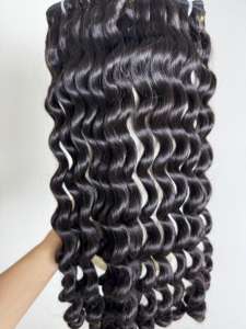 Vietnamien Double dessiné pré-collé ruban génie faisceau de cheveux humains doux lâche boucles vague profonde vague naturelle Double dessiné pré-collé - Product Image 5