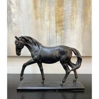 Escultura de caballo de bronce de mediados de siglo, objeto de mesa, artículo decorativo Interior, estatuilla de caballo sólido de Metal, estatua para decoración del hogar