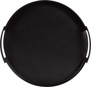Modern Glam Round <b>Tray</b> <b>Black</b> Transitional Metal with Bronze Finish Handmade Eco-Friendly Decorative Serving <b>Tray</b> with Handles - Product Image 5