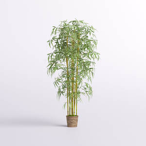 Arbre de bambou en soie de 73 pouces dans un panier tissé Plante d'intérieur artificielle élégante - Product Image 5