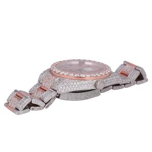 Reloj de Acero Inoxidable con Esfera Redonda en Oro Rosa y Plata, Personalizable con Diamantes Moissanite, para Hombre, Joyería de Moda - Product Image 3