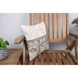 Diseño rústico 14x14 Beige Kilim Patchwork almohada de lana estilo de lujo Vintage patrón esponjoso con hoja de planta para uso en sofá de cocina - Product Image 2