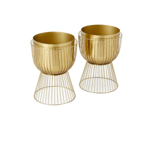 Maceta de flores de Metal de estilo único, acabado dorado con soporte para el hogar, macetas de Hotel, macetas decorativas hechas a mano - Product Image 5