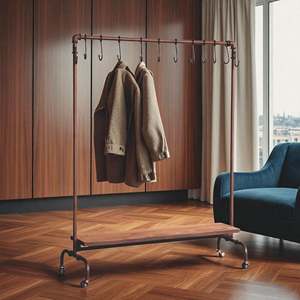Porte-manteau industriel moderne en fer pour salon, mobilier de maison, avec matériaux en acier, métal et plastique - Product Image 2