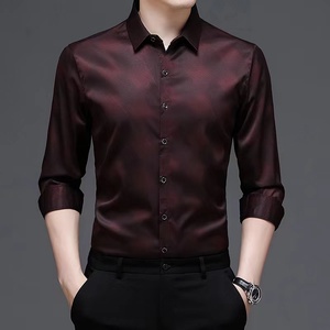 Chemise d'affaires décontractée anti-rides 100% coton bio col en V demi-manches pour hommes 2025 New Smooth Skin Friendly - Product Image 2