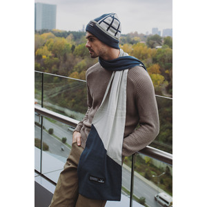 Ocean Blue Bufanda a rayas para hombre Textura suave gruesa Puzo Color Block Ropa de punto - Product Image 6