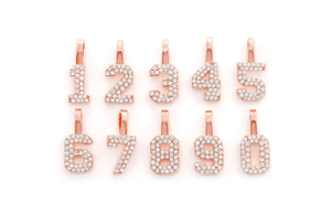 Diamant naturel rond 10K or jaune Hip Hop glacé petits numéros pendentif minimaliste fait à la main bijoux uniques pour hommes et femmes - Product Image 2