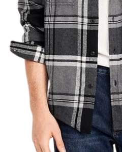 Camisa a cuadros personalizada para hombre, negra y gris, de manga larga, informal, de franela, suave, de algodón, para invierno, al por mayor. - Product Image 5