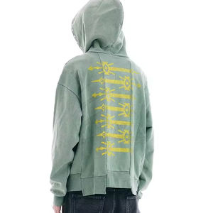 Sudadera con capucha de algodón 100% lavado con ácido de gran tamaño esencial de invierno para hombre más vendidos servicio OEM sólido con capucha liso teñido precio al por mayor - Product Image 4