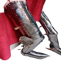 Mittelalterliche Krieger-Ritter Maßgefertigte Vollbein-Metallrüstung Schuhe Poliert Siebdruck TV- & Filmcharakter