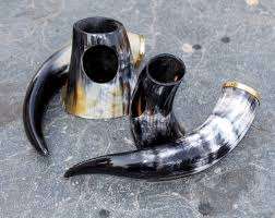 Top Selling2024 Viking Drinking Horn Durable Leather Metal <b>Holder</b> Viking Drinking Horn with Polished Viking Drinking Horn Logo - Product Image 5