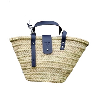 Cesta Marroquí Hecha a Mano con Asas de Cuero, Bolsos de Playa de Macramé y Crochet, Directo del Proveedor Indio - Product Image 1