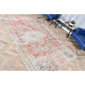 5.1x8.2 ft Large Vintage Turkish Rug, <b>Red</b> Floral <b>Wool</b> Rug - Product Image 3