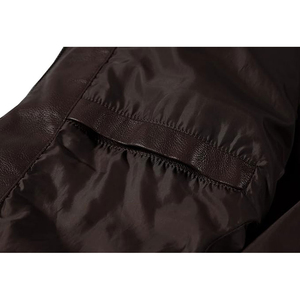 Veste en cuir véritable de qualité supérieure pour hommes, vêtements d'hiver de qualité supérieure avec fermeture éclair à col montant, veste pour hommes, vente en gros et à chaud - Product Image 3