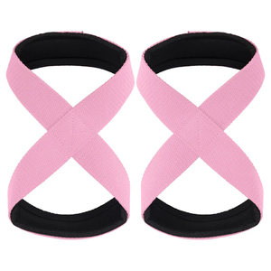 Double Loop Gym Dead Lifting Muñequeras Fitness Figura Ocho Muñequera acolchada de neopreno - Product Image 5