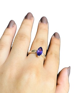 Anillo de plata de ley 92,5 con forma de marquesa facetada de piedras preciosas de amatista Natural, regalo de piedra natal de febrero para fiestas y uso de joyería - Product Image 1
