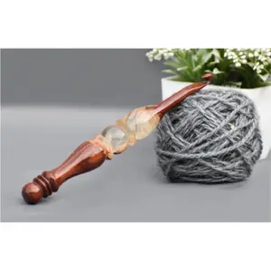 Antique Style Wooden & Resin Knitting Needles for Sewing Woolen Clothes Handcrafted Resin Yarn Stick without Yarn Holder Bowl