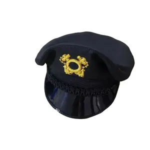 Oem sĩ quan đồng phục đạt đỉnh mũ bán buôn đỉnh mũ và mũ có hoặc không có logo huy hiệu vá