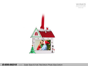 Winko XMAS ORN Metal Photo Frame Picture Frame <b>Ornament</b>, Festive Home Photo Frame Christmas Tree W/ Epoxy, W/ 5" <b>Red</b> Ribbon,... - Product Image 1