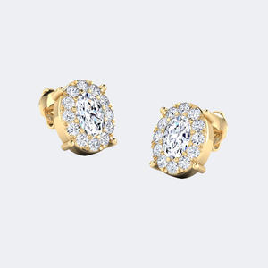 Boucles d'oreilles ovales serties de diamants, bijoux élégants au design minimaliste, accessoire de mode pour usage quotidien, cadeau pour femme - Product Image 1