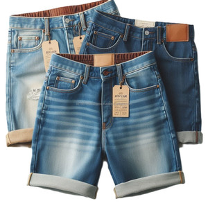 Pantalones cortos de mezclilla de cintura media con estilo hechos a medida, tela tejida transpirable, varios colores teñidos, ropa de calle informal de alta calidad, ligera - Product Image 5