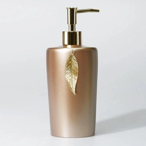 Leaf Bathroom <b>Accessories</b> Set In Taupe And Gold Colors Trash Can ,<b>Toilet</b> Brush ,Soap Dispenser ,Toothbrush Holder And Tray - Product Image 1