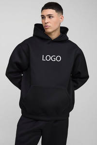 High Quality <b>Black</b> Oversized Bonded Scooba Hooded Tracksuit Drop Shoulder Hoodie <b>Slim</b> Fit Jogger Set Winter Printed Plus Size - Product Image 2