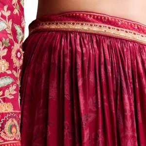 Conjunto Palazzo de Seda Bordada Rosa Rani, Venta al por Mayor, Ropa Étnica para Mujer, Proveedor de Fábrica de Ropa OEM, Traje Personalizado para Bodas y Fiestas - Product Image 6