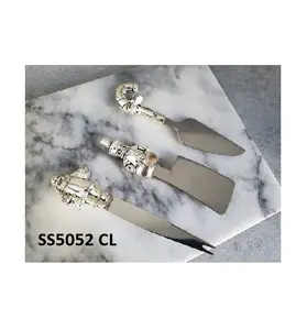 New Classic Style Silver Colored Cheese Tool Cutter With Silver Handle Flat Knives Ceramic Cheese Knives