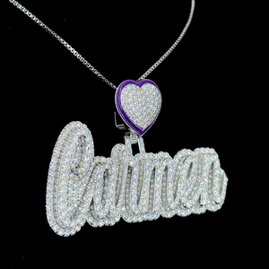 Pendentif personnalisé Hip Hop en argent sterling 925 plaqué or 10K avec moissanite VVS, lettre de nom glacée, certifié GIA - Product Image 4