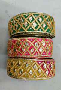 Encajes de trabajo de hilo bordado hechos a medida, opciones multicolor en 3 pulgadas de ancho en diseño étnico indio para reventa - Product Image 6