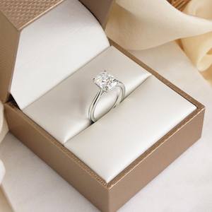 10x8มม. เบาะยาวแหวนหมั้นเพชร | แหวนแต่งงานเดี่ยวของเจ้าสาว | แหวนชุบทอง18K เงินสเตอร์ลิง - Product Image 2