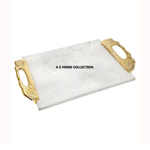 Plateau de service pour aliments et fruits de la plus grande qualité en aluminium métal fait à la main en forme de rectangle pour la décoration des fêtes et des rassemblements - Product Image 3