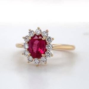 Çarpıcı Gia ısıtılmamış Ctw canlı kırmızı yakut D Vs 925 ayar gümüş 14k altın kaplama Halo nişan yüzüğü - Product Image 5