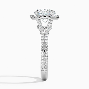 Anillo de joyería de compromiso de gama alta para regalo de ocasión, Diamante cultivado en laboratorio redondo, 14K, oro blanco sólido, Fortuna Halo, ajuste - Product Image 2