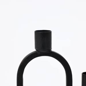Black Metal Handmade <b>Taper</b> <b>Candle</b> Holder Modern Geometric Design Centerpiece Tabletop Sculpture Home Decoration <b>Candle</b> Stand - Product Image 5