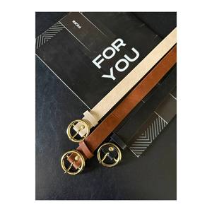 Ceinture pour femme à boucle ronde 3 pièces, ceinture pour pantalon, ceinture pour veste, ceinture pour robe, ceinture pour chemise - Noir-brun-beige - Product Image 4